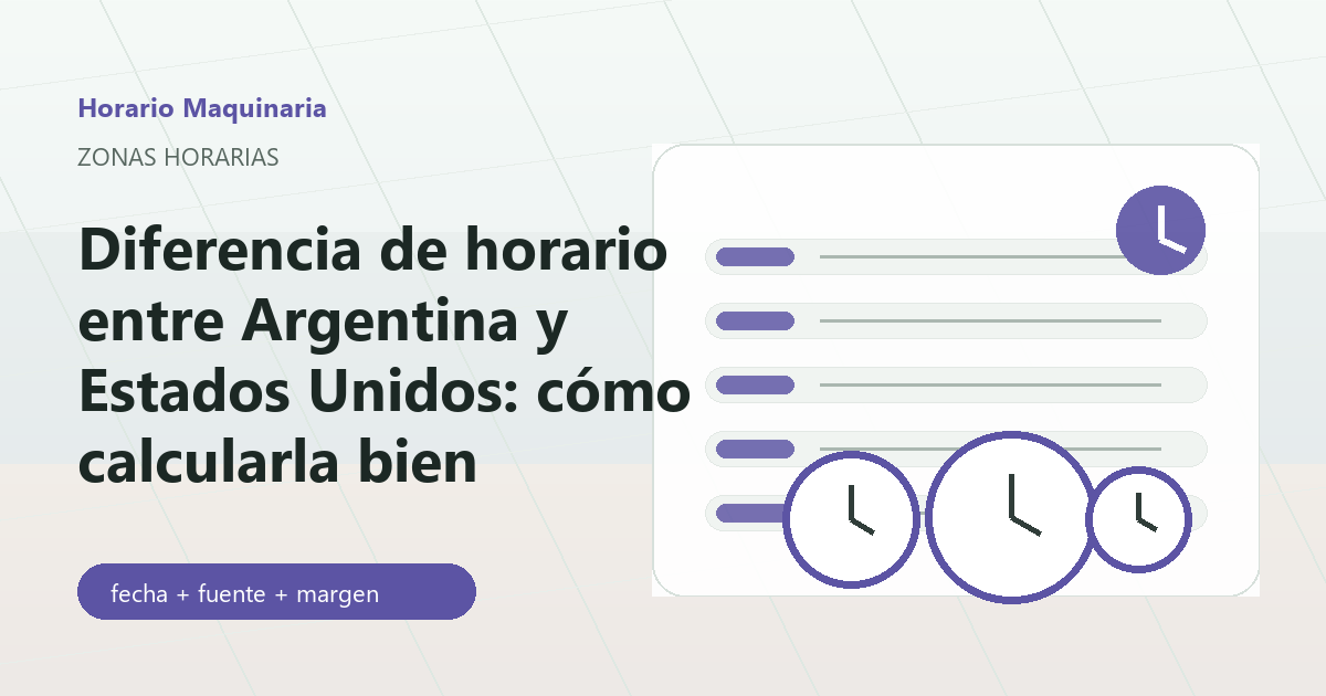 Diferencia horaria entre Argentina y Estados Unidos con relojes de ciudades