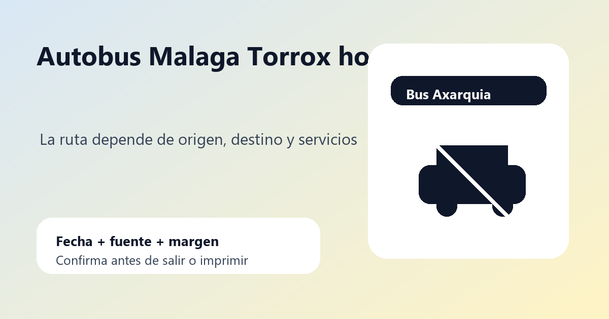 Autobus Malaga Torrox con ruta costera y reloj de salida