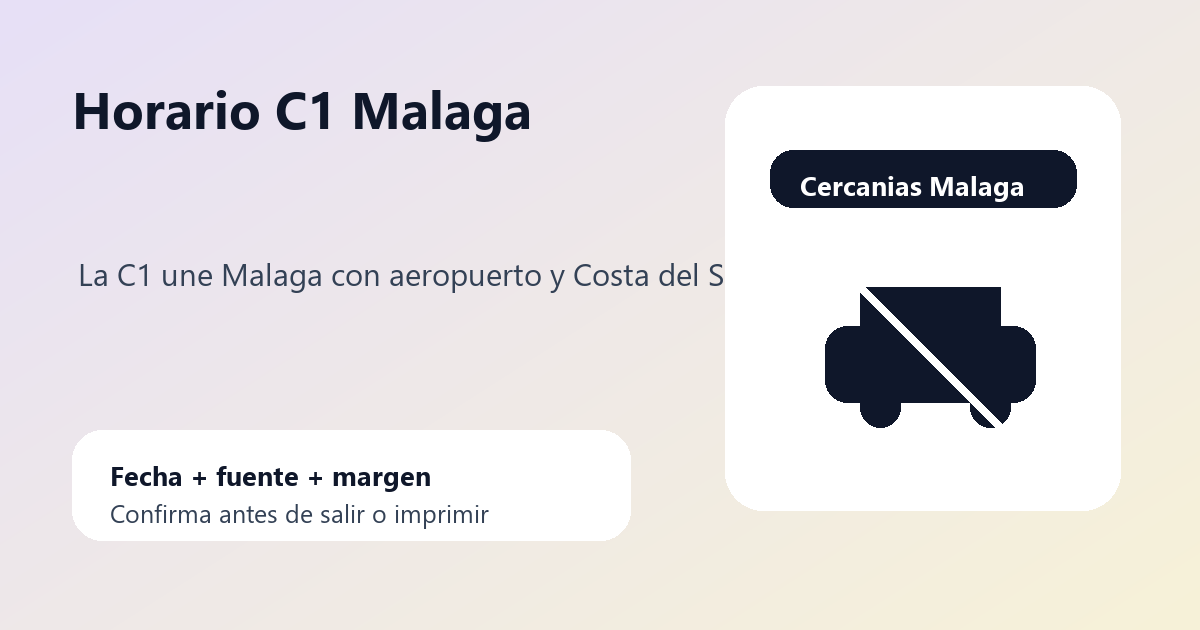 Tren C1 Malaga con aeropuerto, Fuengirola y reloj de salida