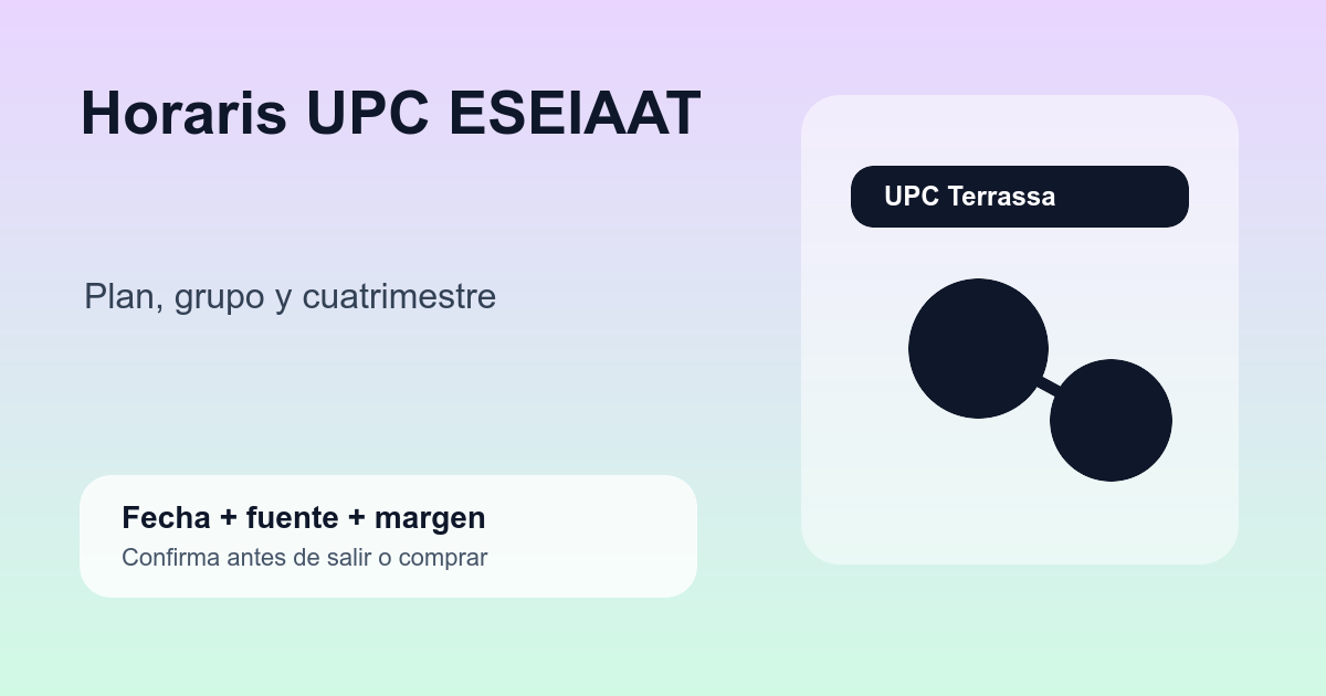 Horarios UPC ESEIAAT con calendario academico y aula