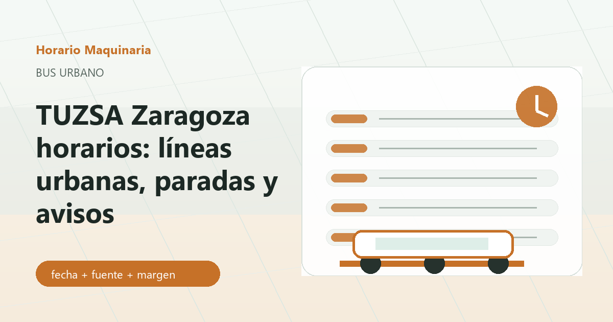 Horarios de TUZSA Zaragoza con bus urbano y reloj