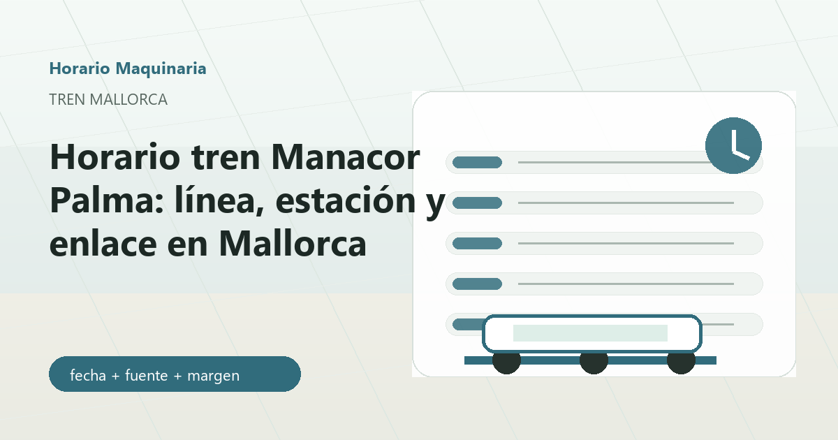 Tren Manacor Palma con vía, estación y reloj