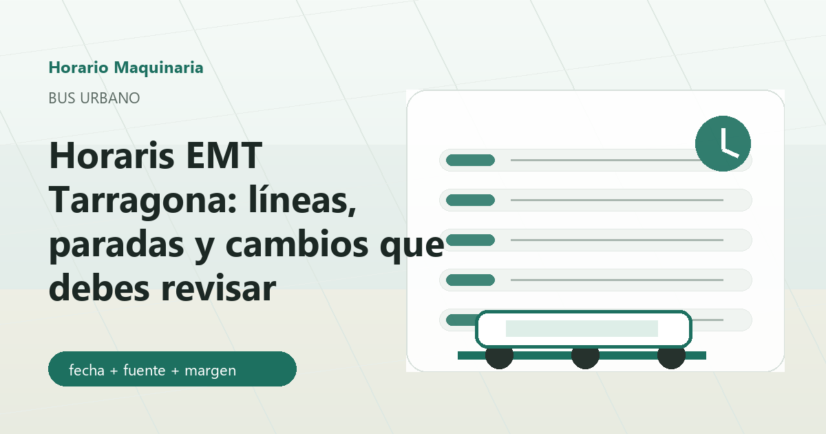 Horaris EMT Tarragona con una tarjeta de bus y comprobaciones de línea