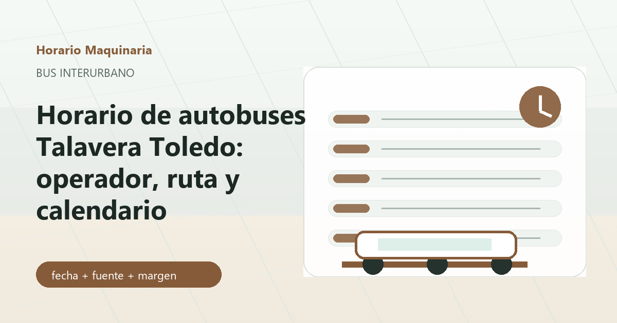 Autobuses Talavera Toledo con carretera, parada y reloj